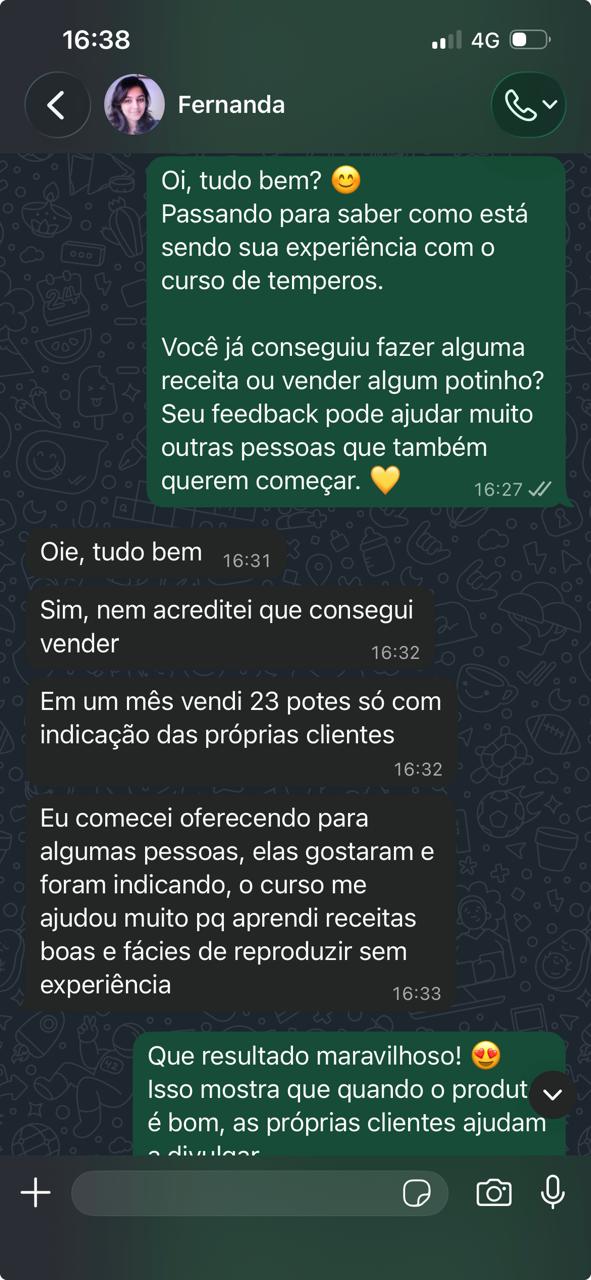 Prova social com resultado da aluna Fernanda
